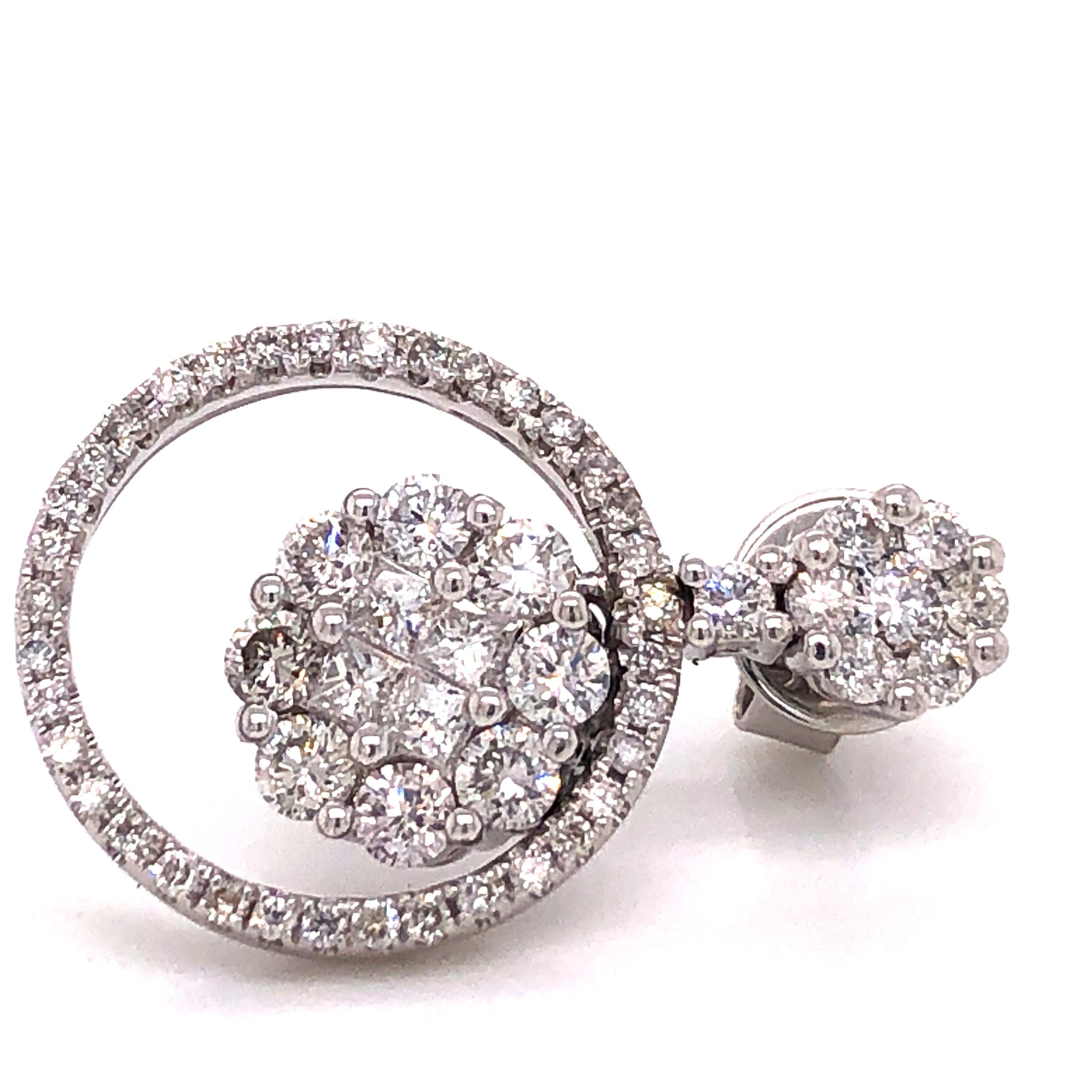 Emilio Jewelry Classic Diamond Gold Cluster Earrings 1