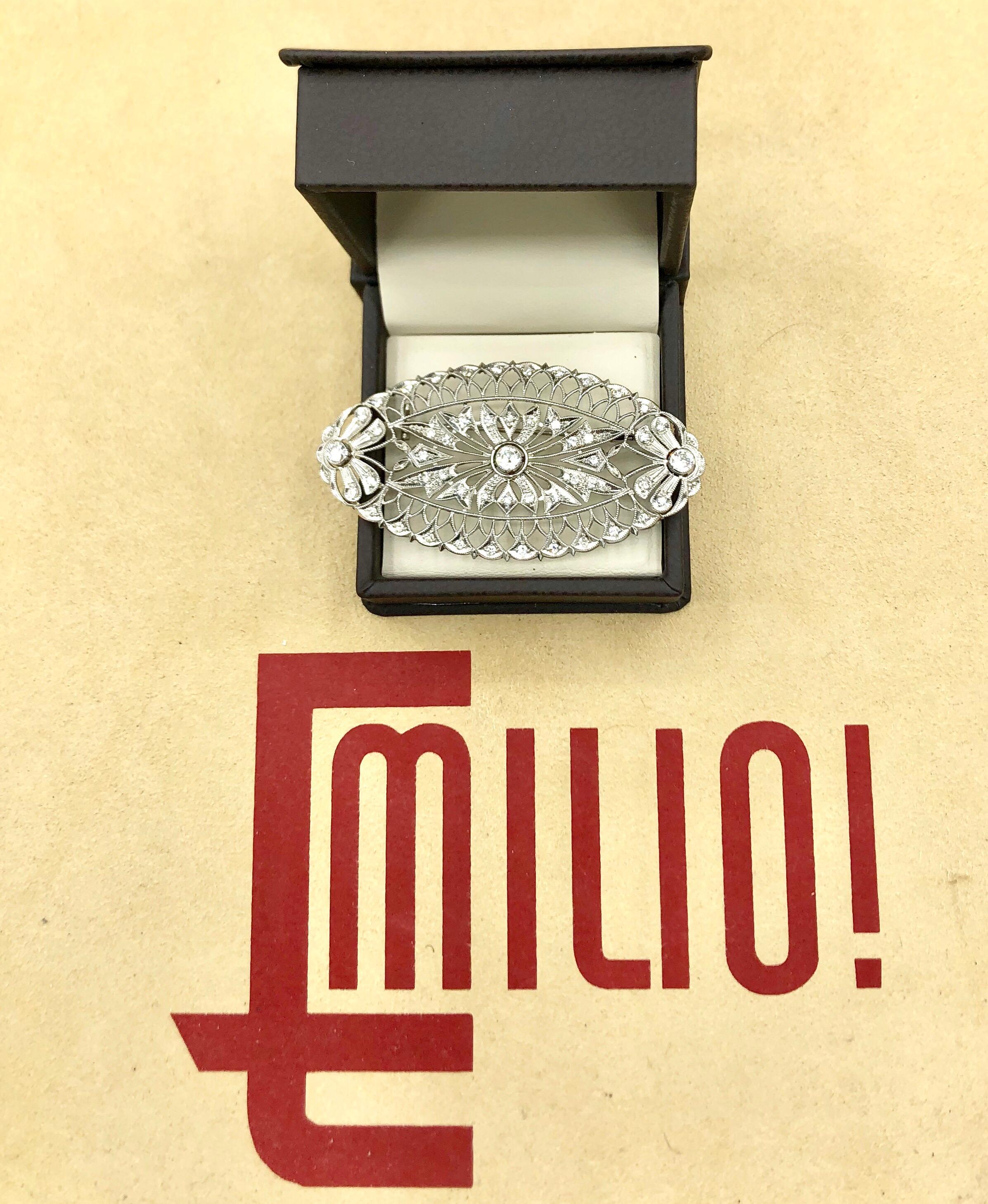 Emilio Jewelry Diamond Brooch In New Condition In New York, NY