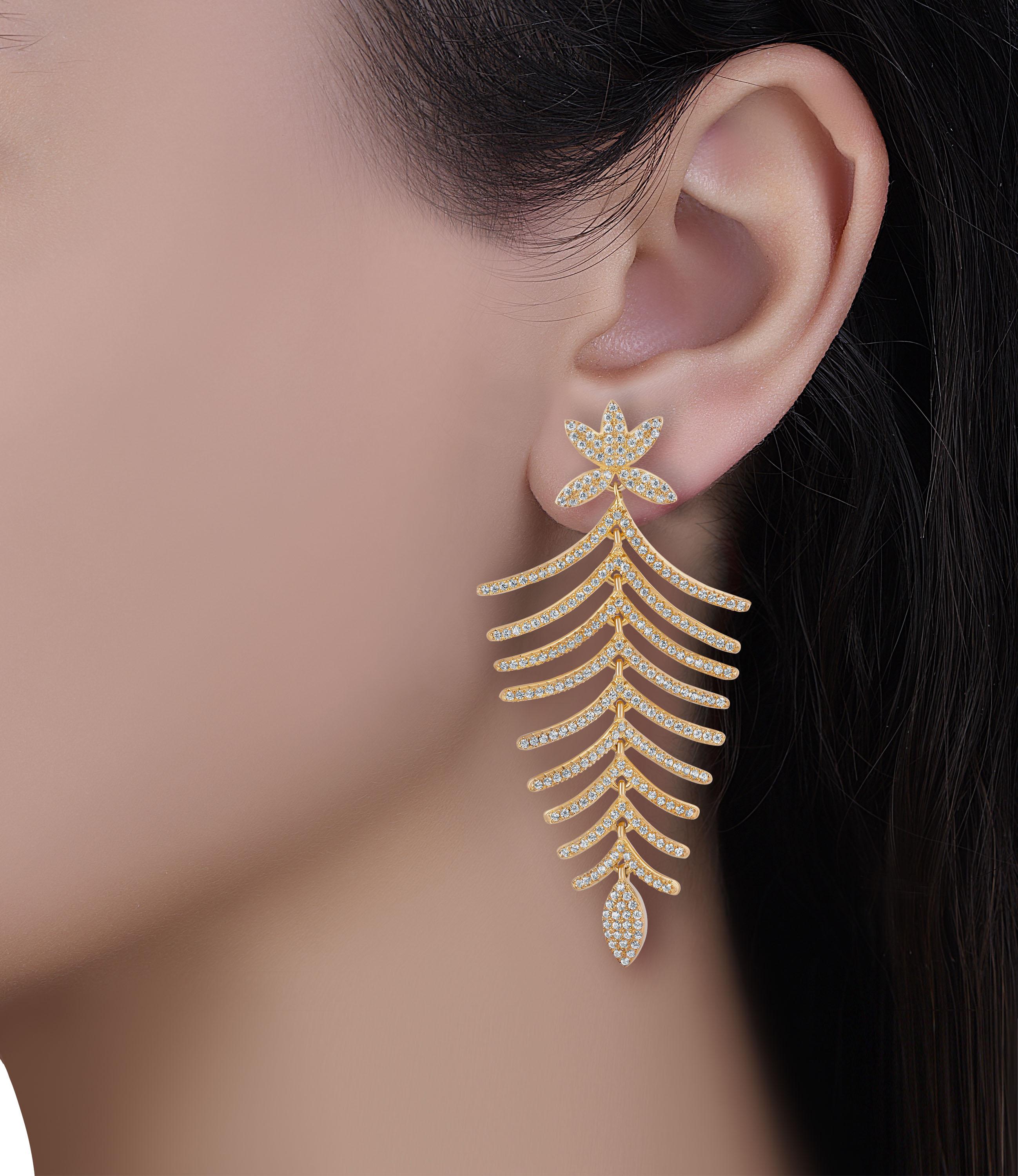 This amazing earring is Hand made in the Emilio Jewelry Atelier, Here are the details
Metal: 18k
Diamonds: approx 4.00ct total weight carats 
Color/Clarity: E color Vs clarity 
Cut: excellent 
You can order these earrings in either 18k white yellow