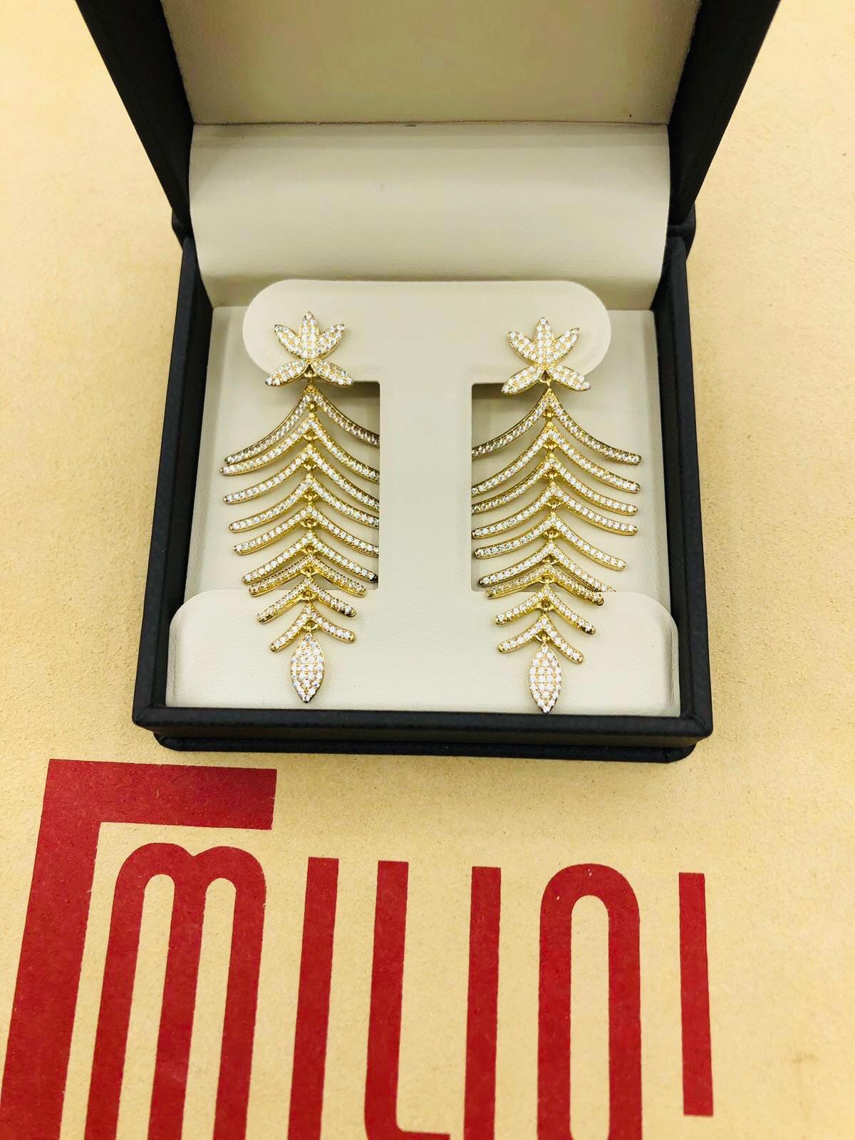 Emilio Jewelry Diamond Leaf Earrings 1