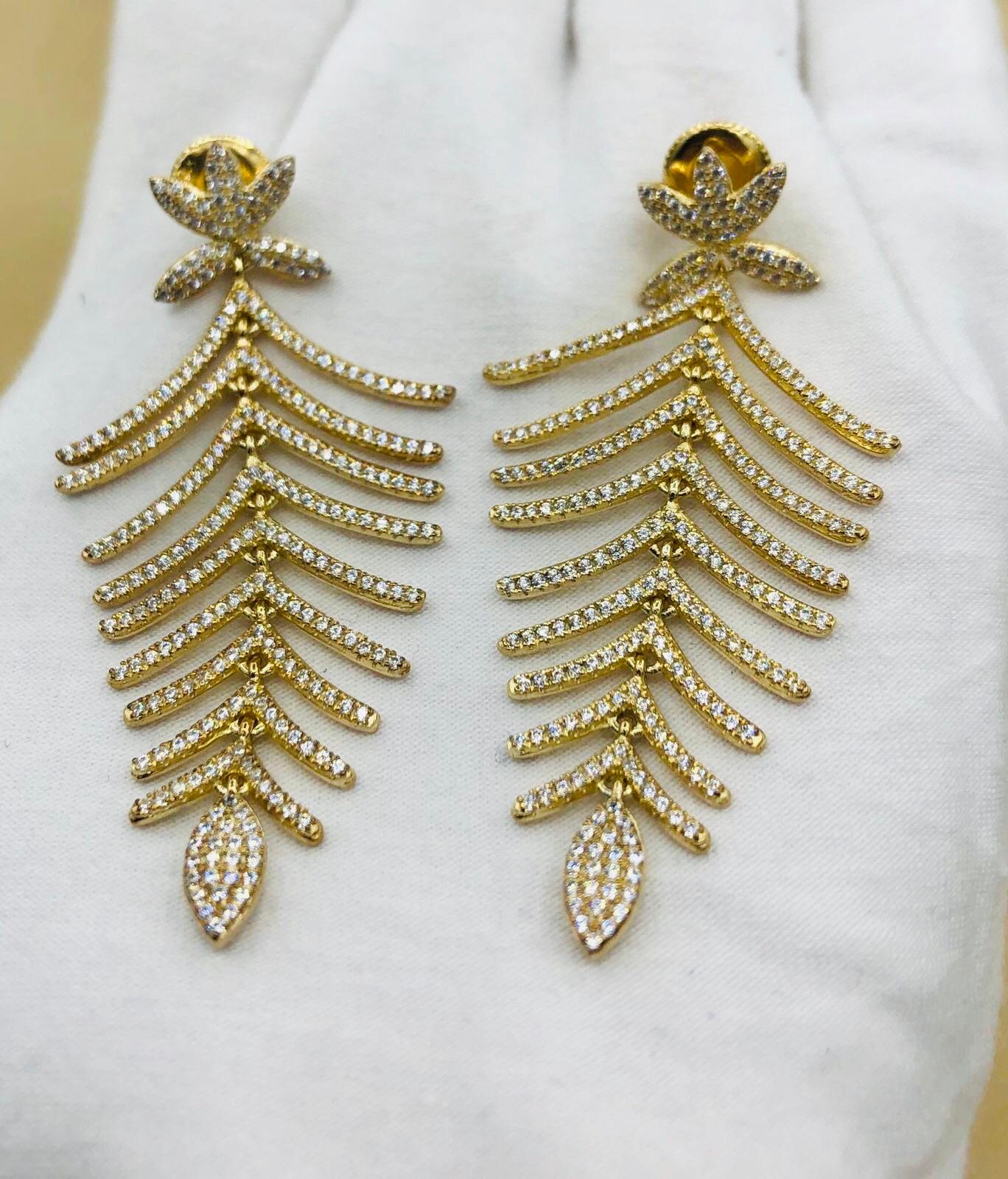 Emilio Jewelry Diamond Leaf Earrings 2