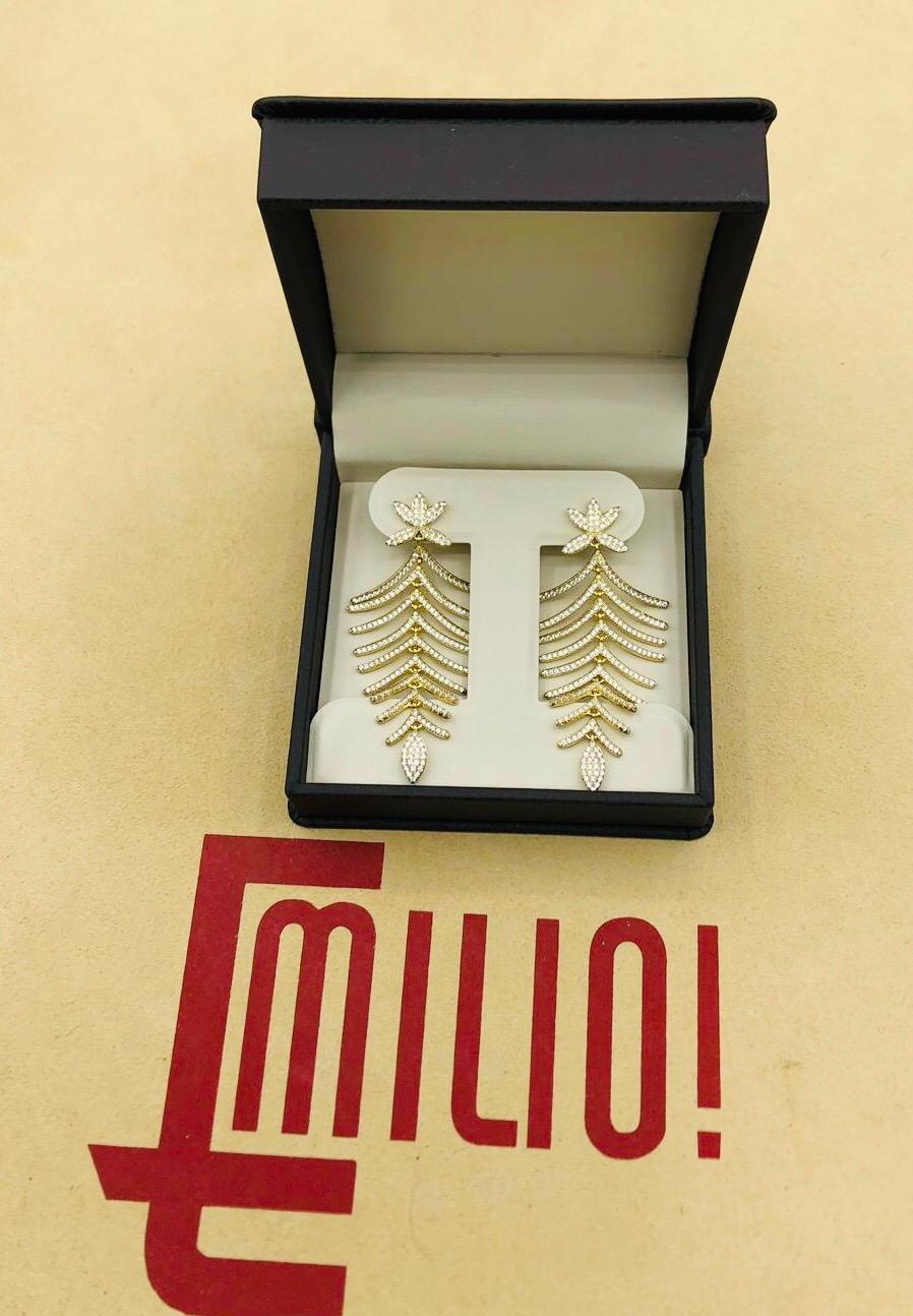 Emilio Jewelry Diamond Leaf Earrings 3
