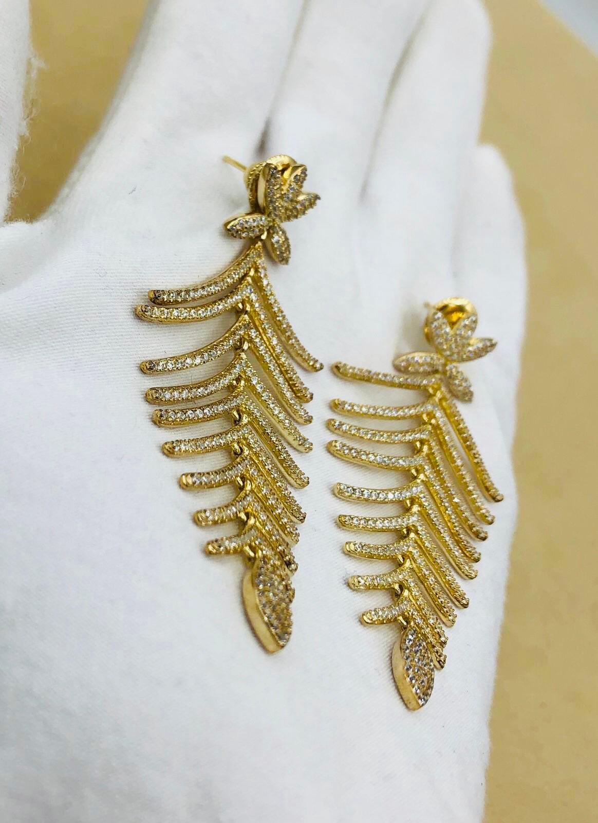 Emilio Jewelry Diamond Leaf Earrings 5