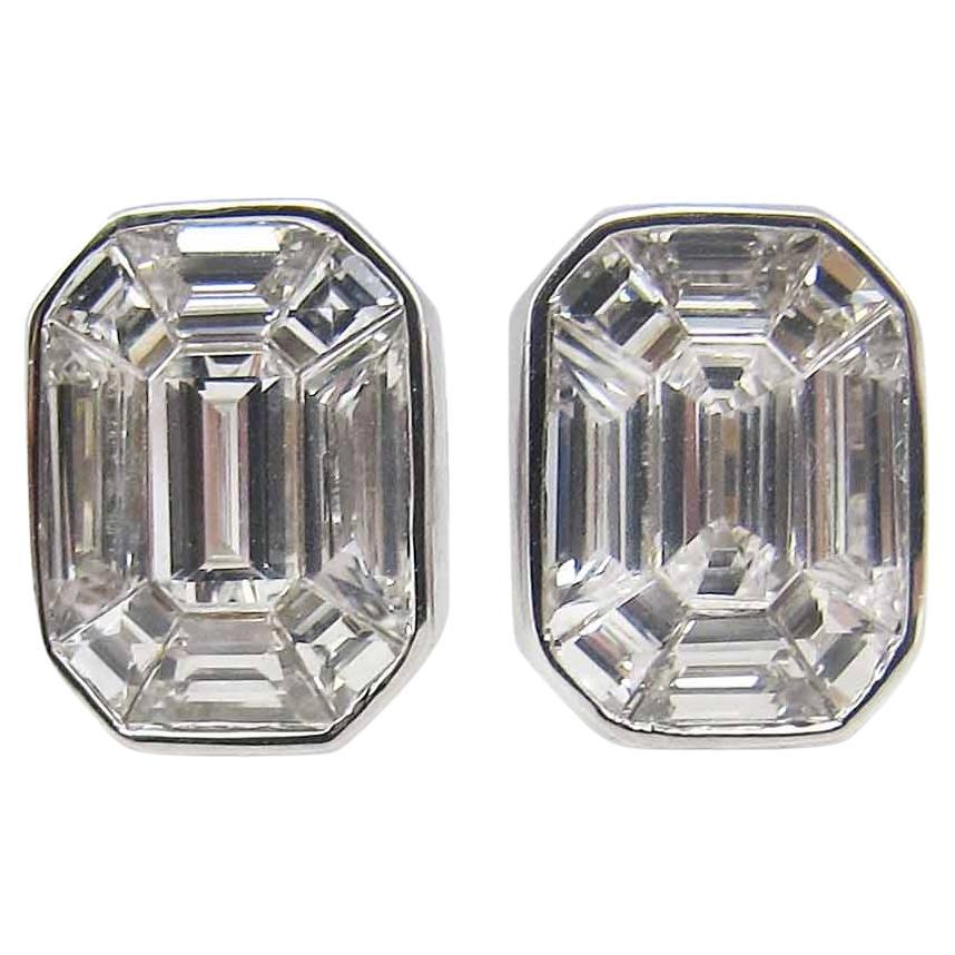 Emilio Jewelry, boucles d'oreilles en diamants avec illusion de taille émeraude