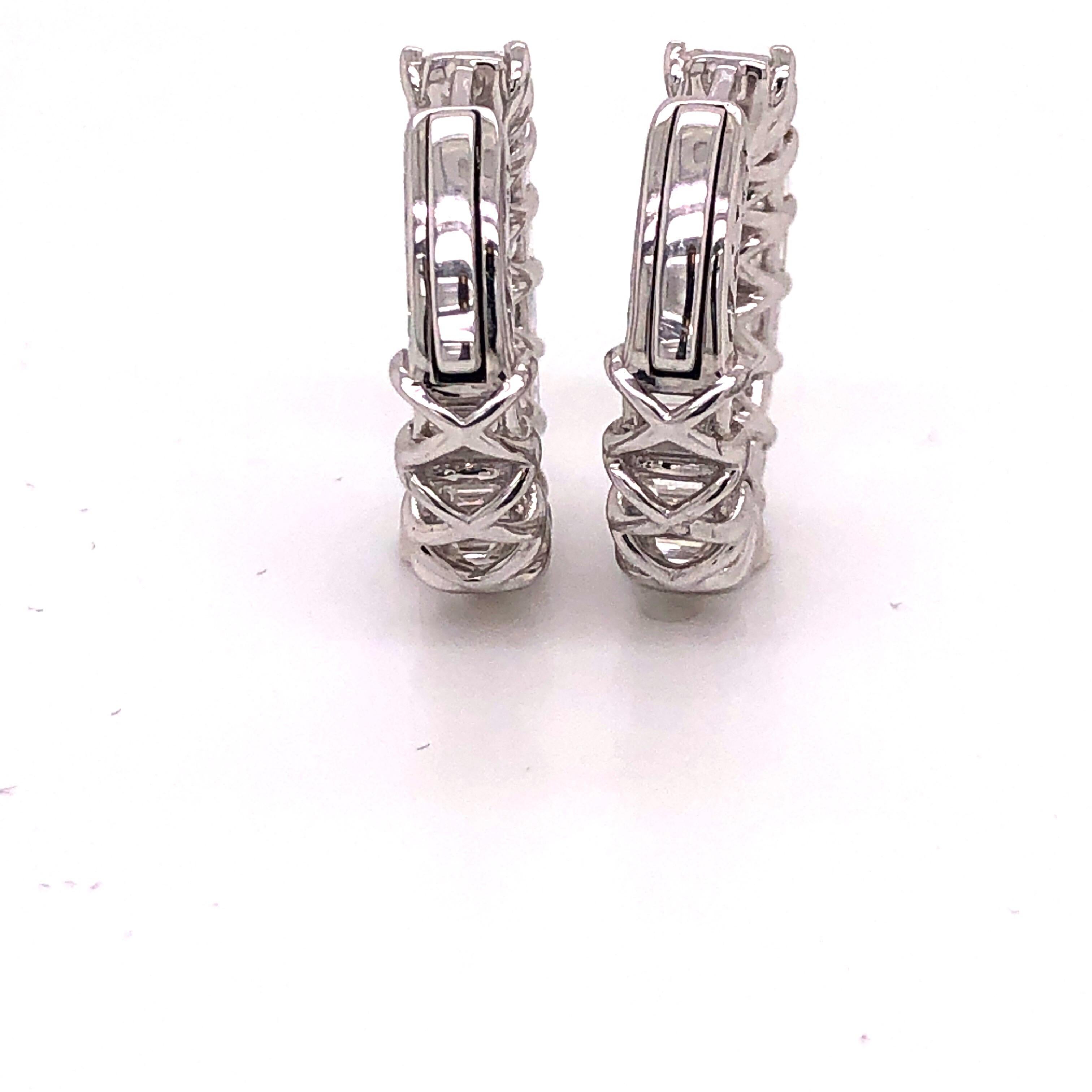 Emilio Jewelry Emerald Cut Inside Out Diamond Hoop Earrings In New Condition In New York, NY