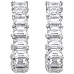 Emilio Jewelry Emerald Cut Inside Out Diamond Hoop Earrings