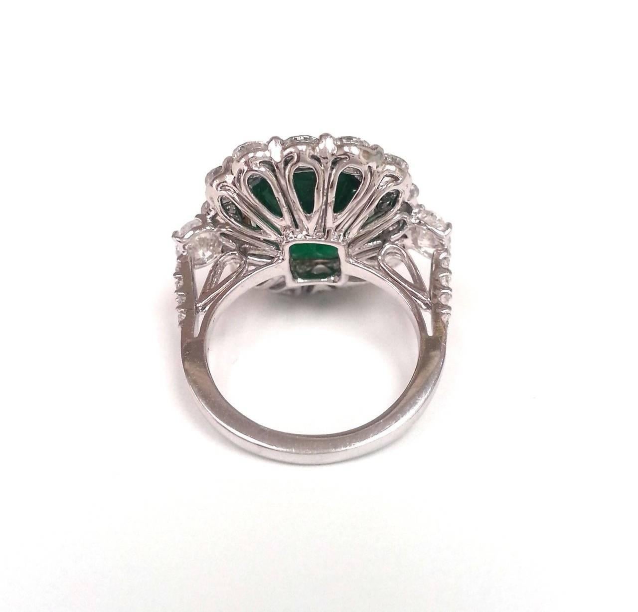 Art Deco Emilio Jewelry Emerald Diamond Platinum Ring