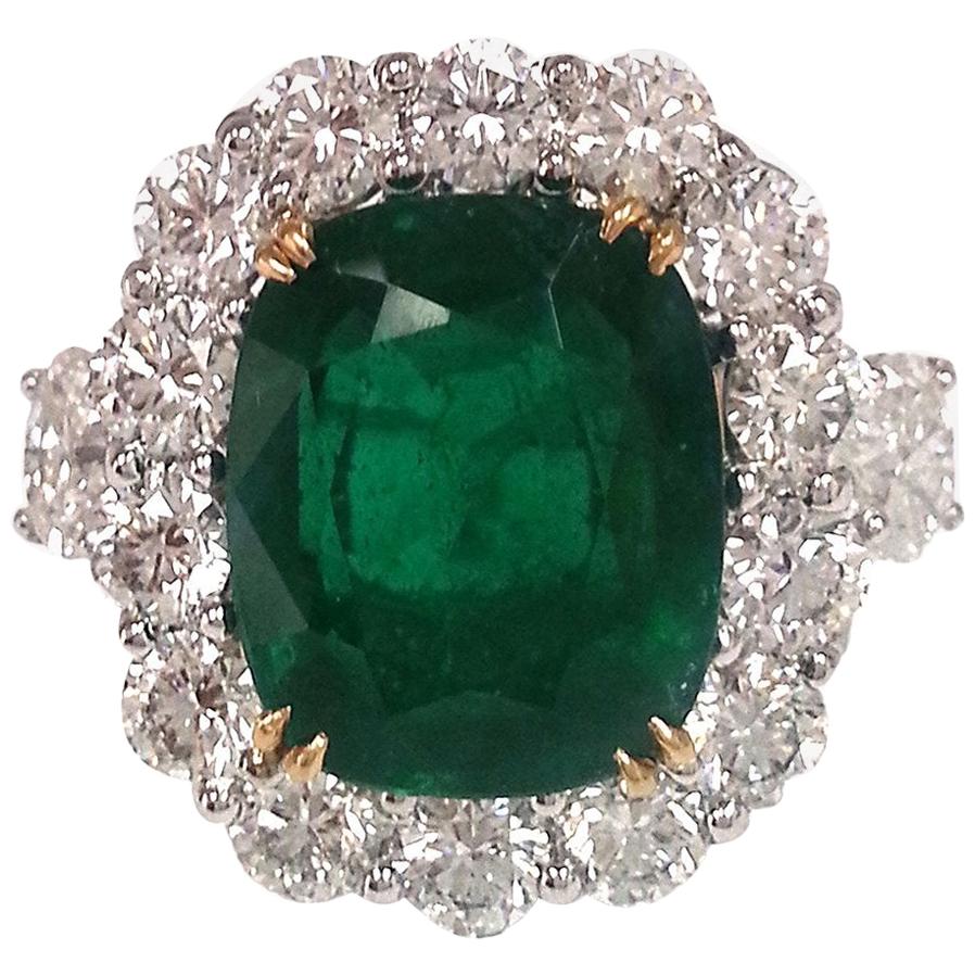 Emilio Jewelry Emerald Diamond Platinum Ring