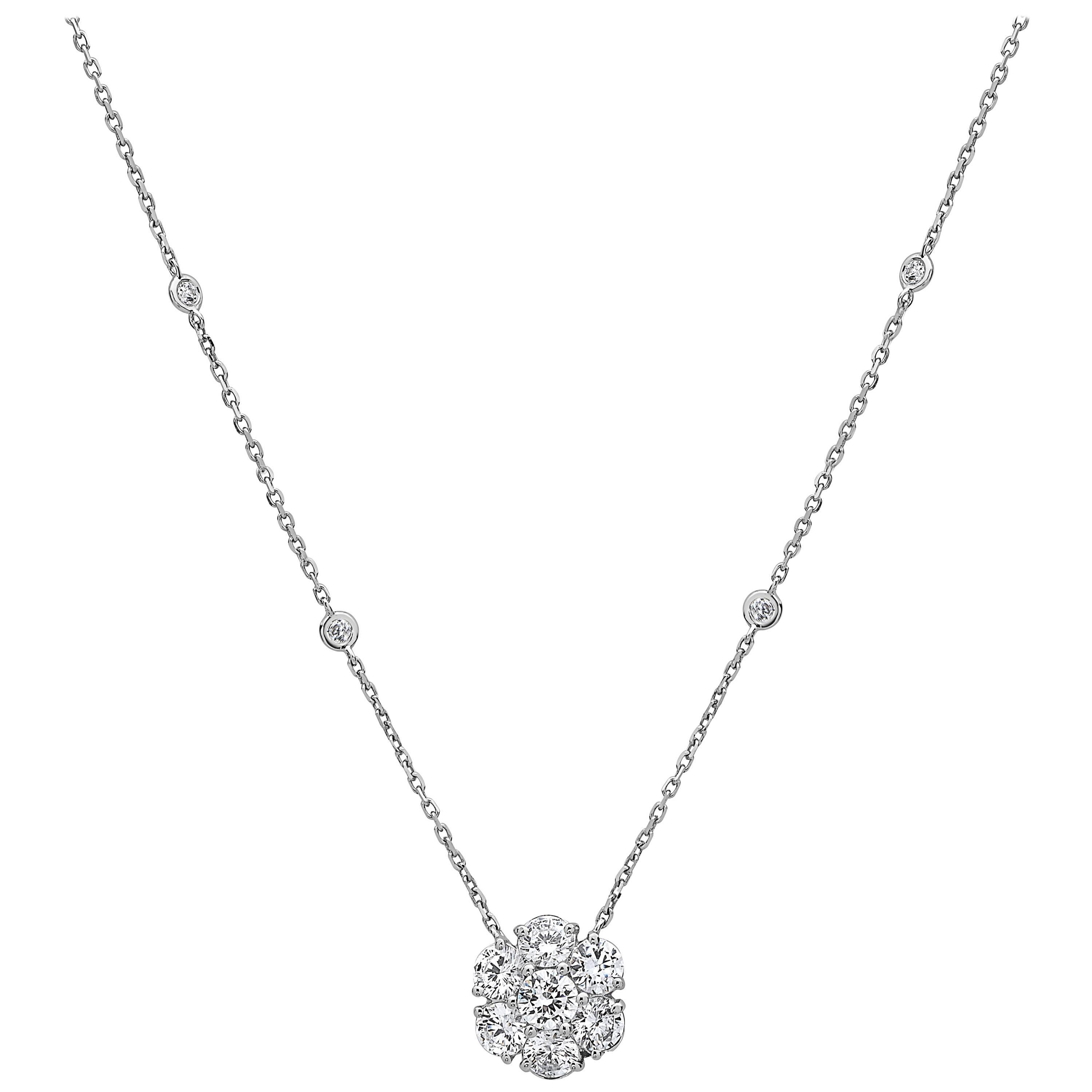 Emilio Jewelry Flower White Diamond Necklace