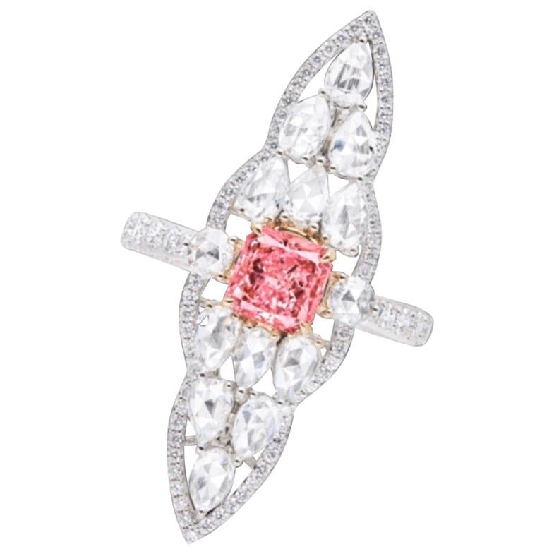 Emilio Jewelry GIA Certified 1 Carat Fancy Intense Pink Diamond Ring