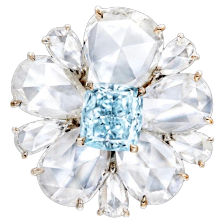 Emilio Jewelry, bague en diamant bleu vert fantaisie naturel de 1 carat certifié par le GIA