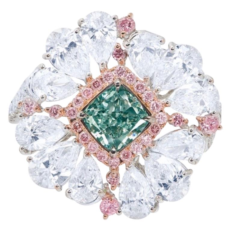 Emilio Jewelry, bague avec diamant vert fantaisie naturel de 1 carat certifié GIA
