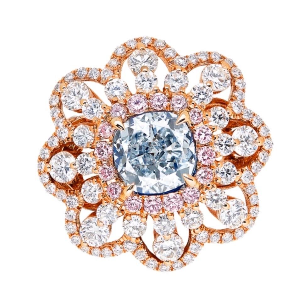 1 carat blue diamond ring