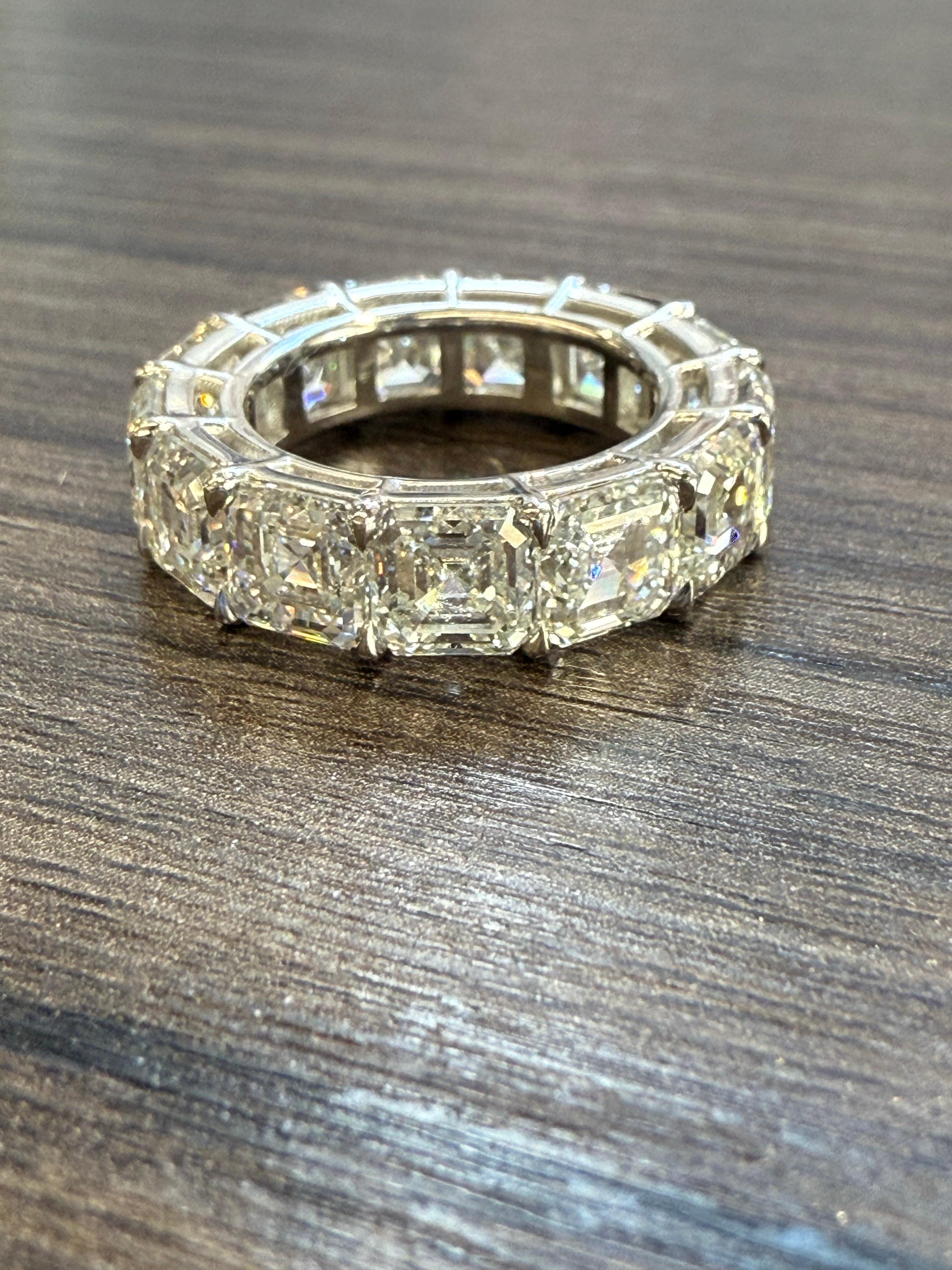 Women's Emilio Jewelry Gia Certified 1.00 Carat Each Asscher Cut Diamond Eternity Band For Sale