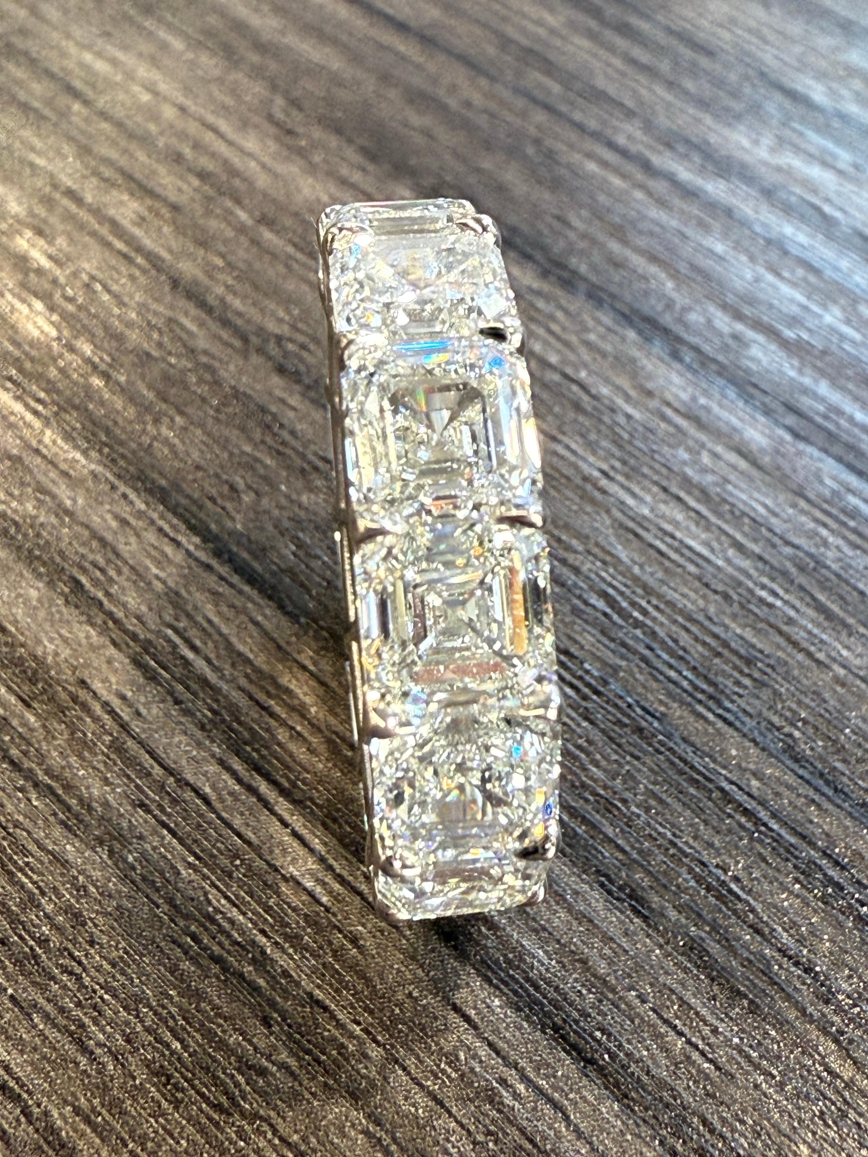 Emilio Jewelry Gia Certified 1.00 Carat Each Asscher Cut Diamond Eternity Band For Sale 1