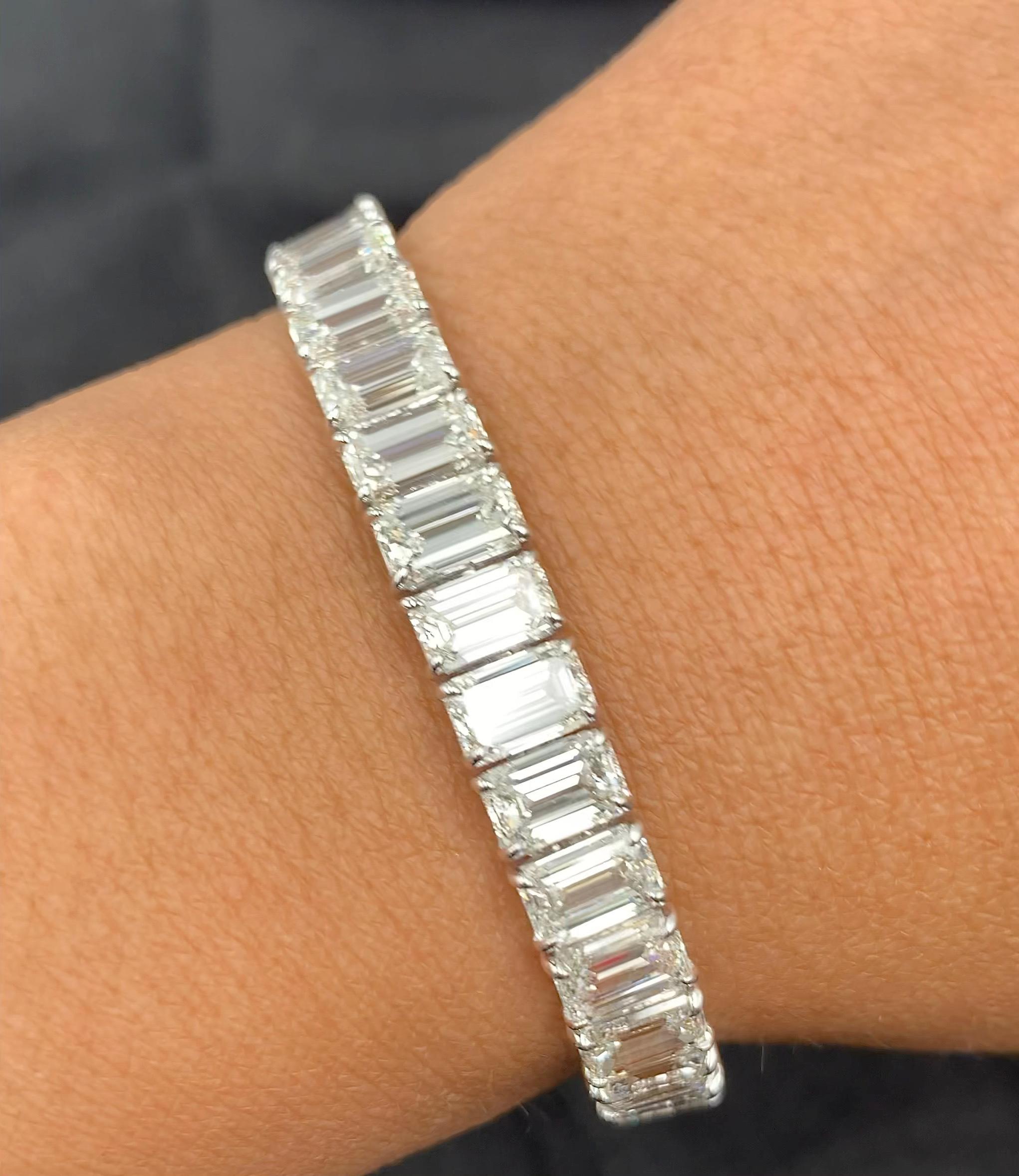 Emilio Jewelry Gia Certified 1.00 Carat Each Emerald Cut Diamond Bracelet  In New Condition For Sale In New York, NY