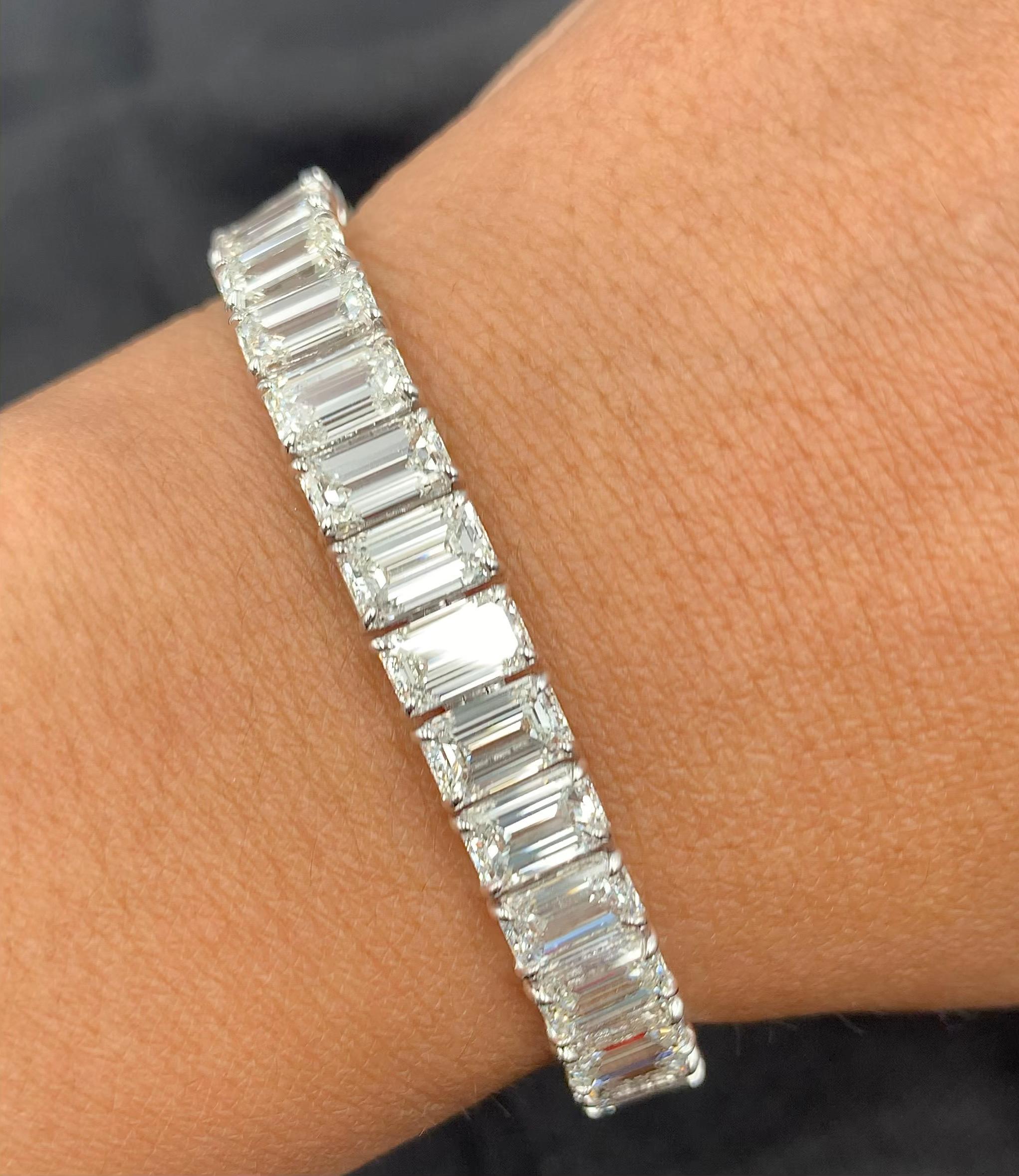 Emilio Jewelry Gia zertifiziertes Diamantarmband mit 1.00 Karat Diamanten im Smaragdschliff  für Damen oder Herren im Angebot