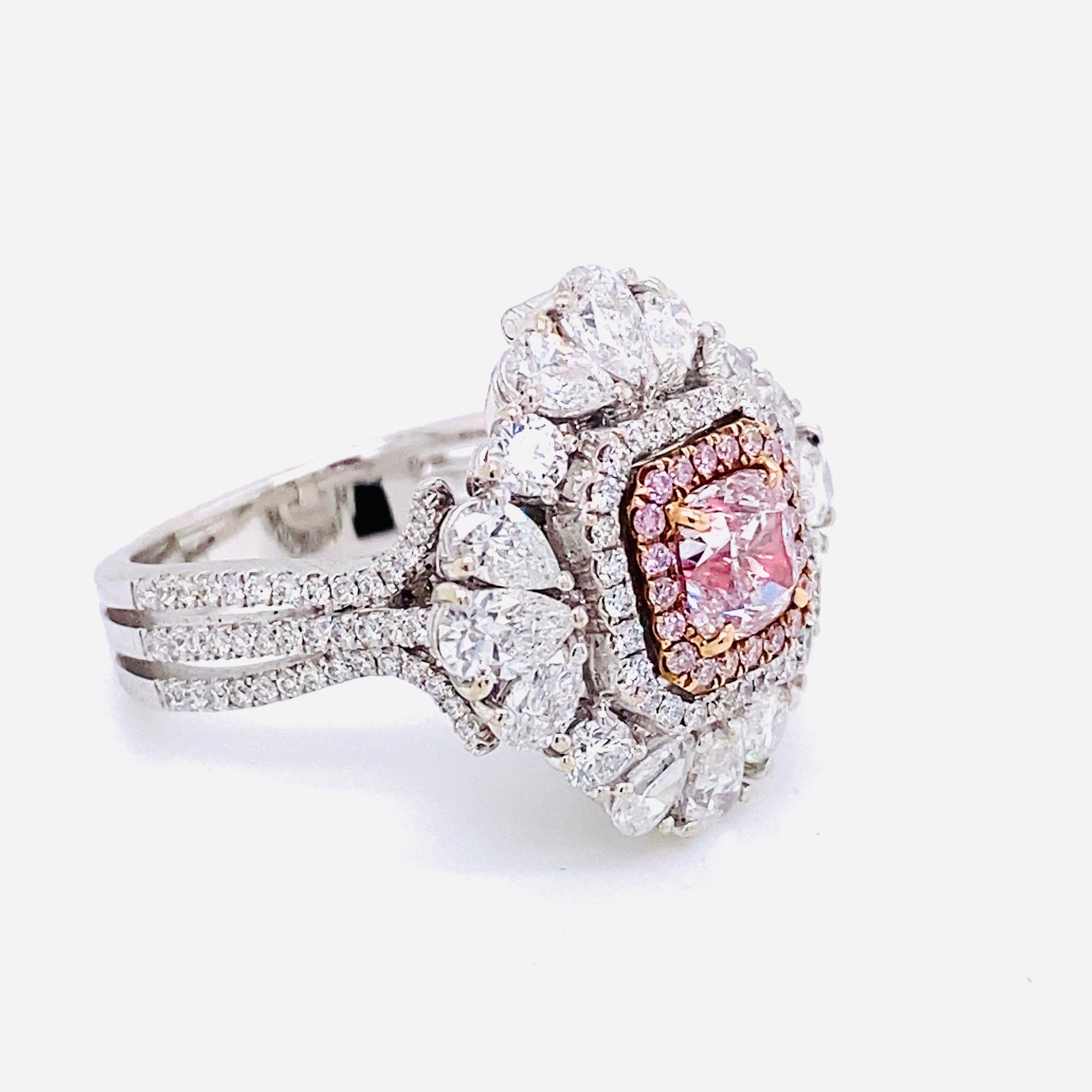 Cushion Cut Emilio Jewelry Gia Certified 1.00 Carat Faint Pink Diamond Ring
