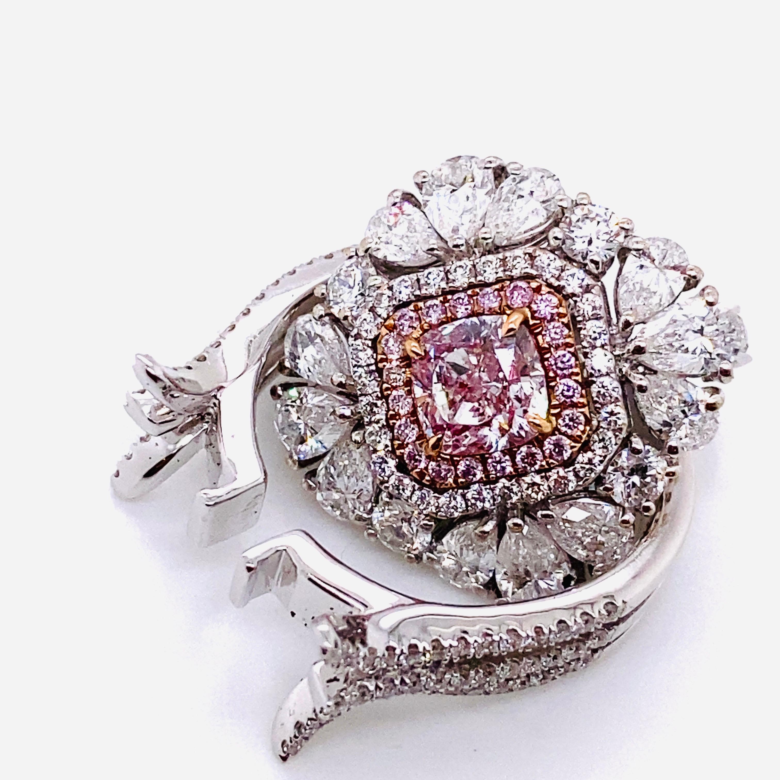 Emilio Jewelry Gia Certified 1.00 Carat Faint Pink Diamond Ring In New Condition In New York, NY