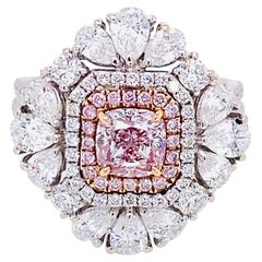 Emilio Jewelry Bague avec diamant rose pâle de 1,00 carat certifié par leGIA