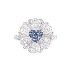 Emilio Jewelry Gia Certified 1.00 Carat Fancy Blue Heart Diamond Ring