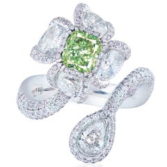 Emilio Jewelry GIA Certified 1.00 Carat Fancy Intense Green Diamond Ring