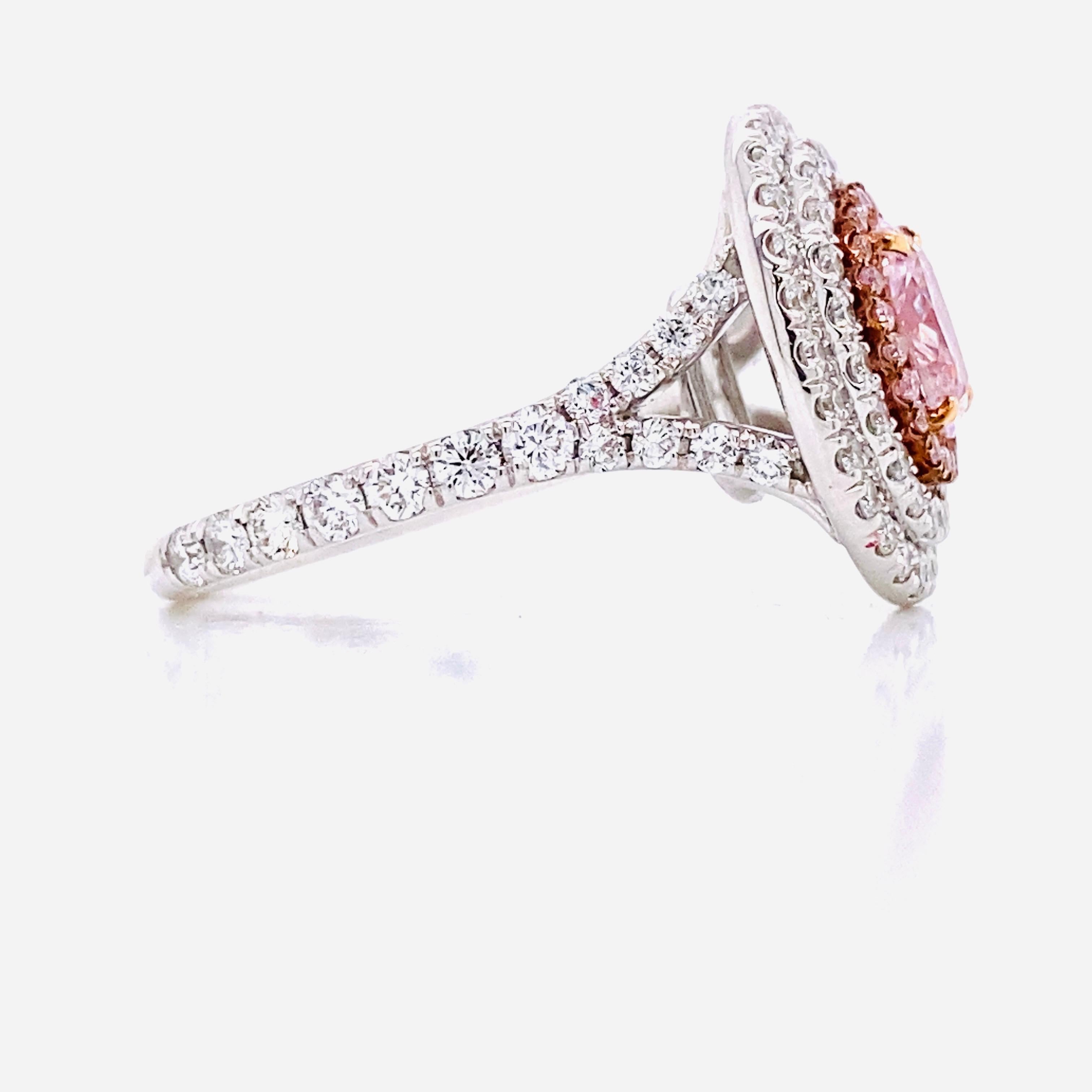 Emilio Jewelry GIA Certified 1.00 Carat Fancy Light Pure Pink Diamond Ring In New Condition For Sale In New York, NY