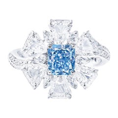 Emilio Jewelry GIA zertifizierter 1,00 Karat Ausgefallener reinblauer Diamantring