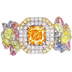Emilio Jewelry GIA Certified 1.00 Carat Fancy Vivid Orange Diamond Ring
