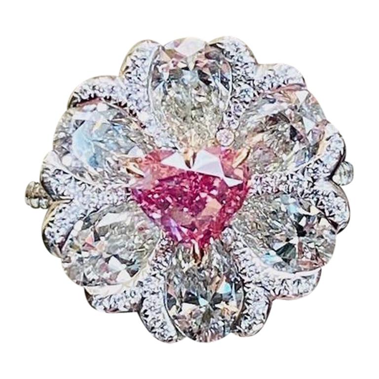 Emilio Jewelry GIA Certified 1.00 Carat Fancy Vivid Pink Diamond Ring