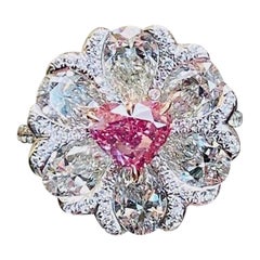 Emilio Jewelry GIA Certified 1.00 Carat Fancy Vivid Purplish Pink Diamond Ring