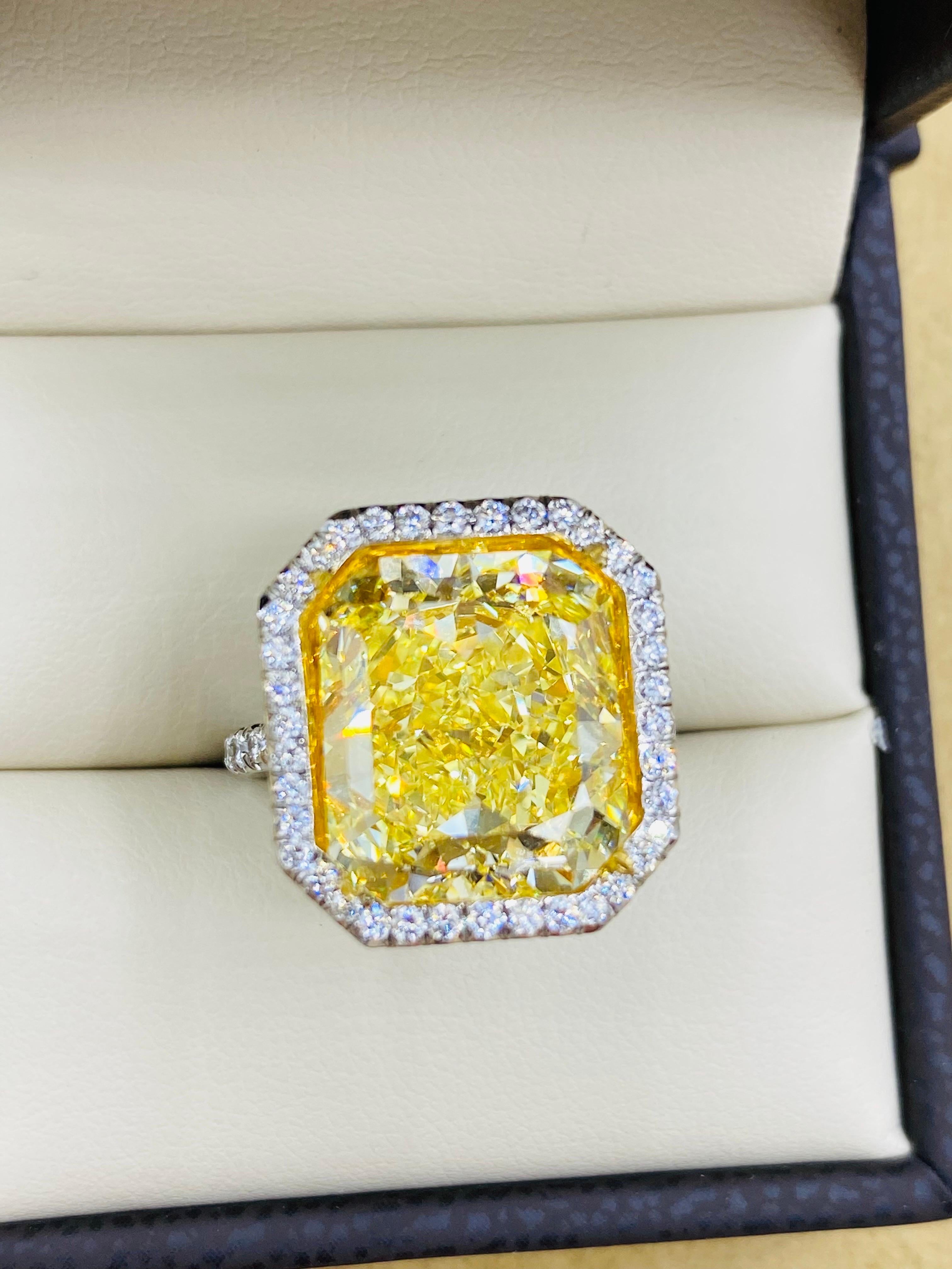 Emilio Jewelry Gia Certified 10.00 Carat Fancy Intense Yellow Diamond Ring For Sale 1