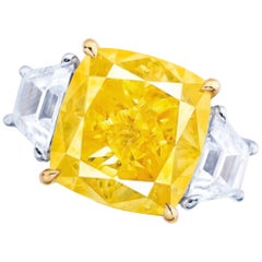 Emilio Jewelry, bague avec diamant jaune intense de 10.00 carats certifié GIA