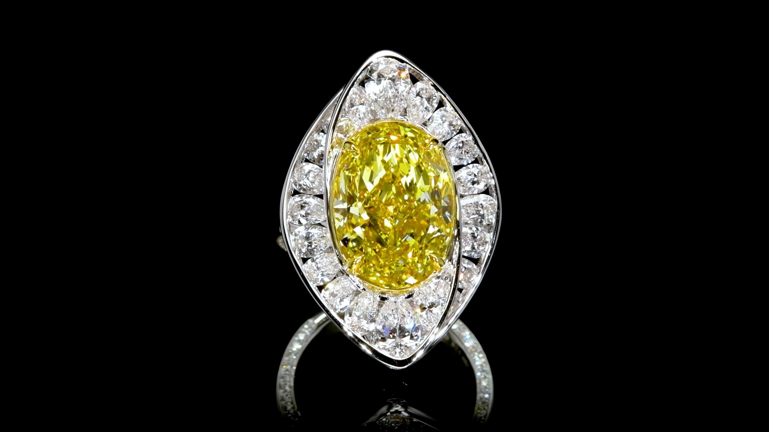 Oval Cut Emilio Jewelry Gia Certified 10.50 Carat Fancy Deep Yellow Diamond Ring  For Sale