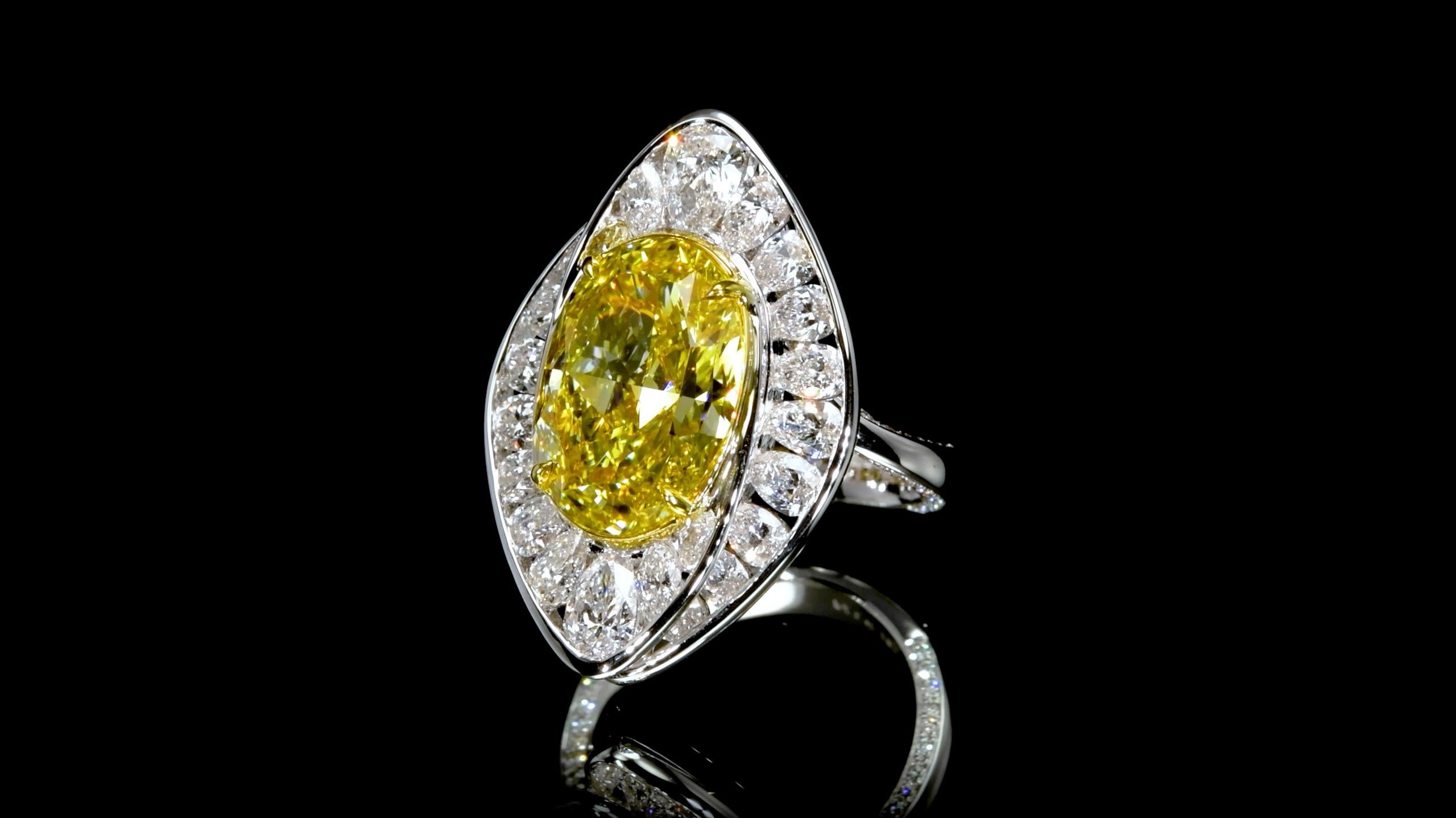 Emilio Jewelry Gia Certified 10.50 Carat Fancy Deep Yellow Diamond Ring  In New Condition For Sale In New York, NY