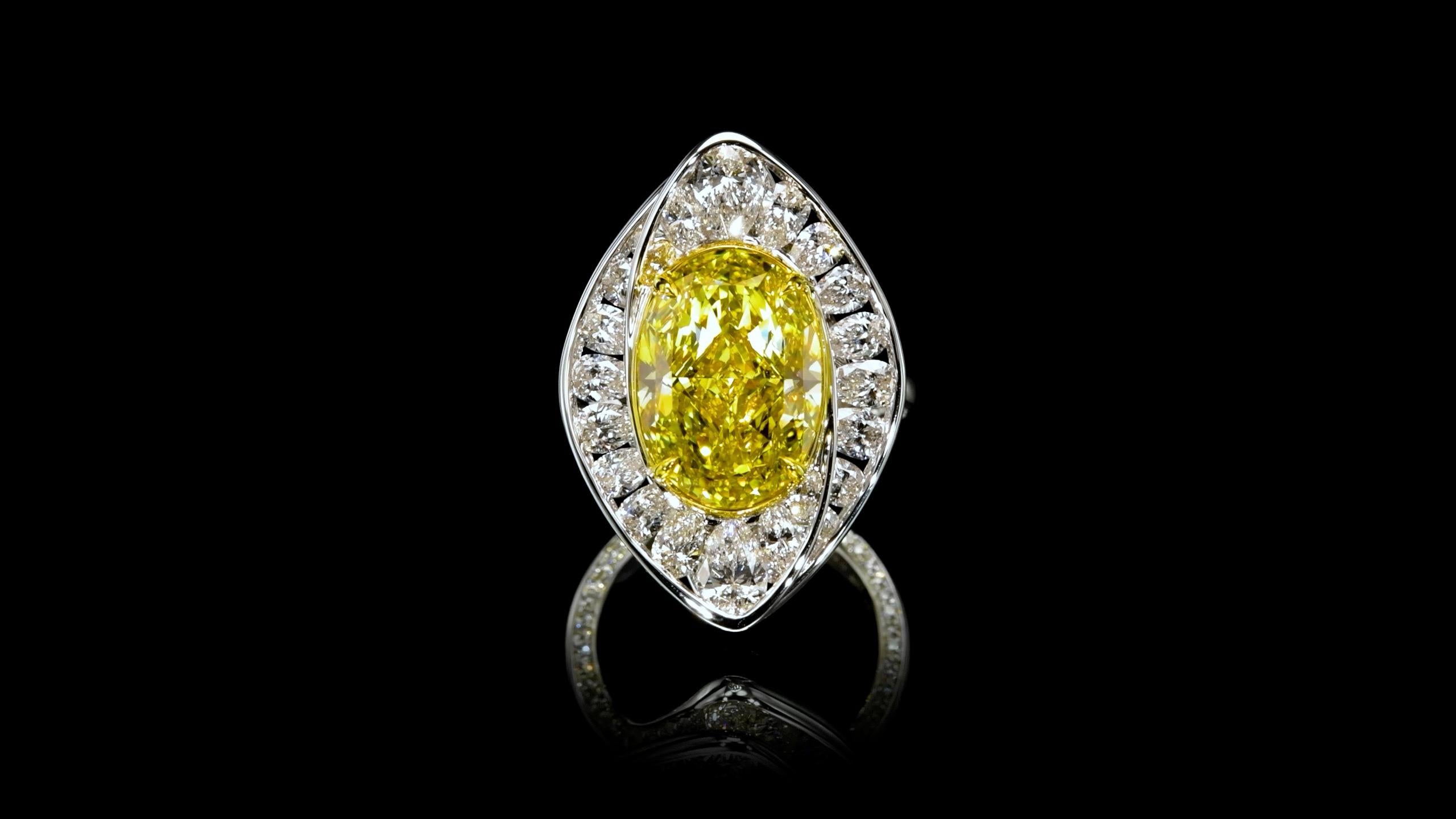 Emilio Jewelry Gia Certified 10.50 Carat Fancy Deep Yellow Diamond Ring  For Sale 4