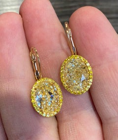 Emilio Jewelry Gia Certified 11.00 Carat Yellow Diamond Earrings