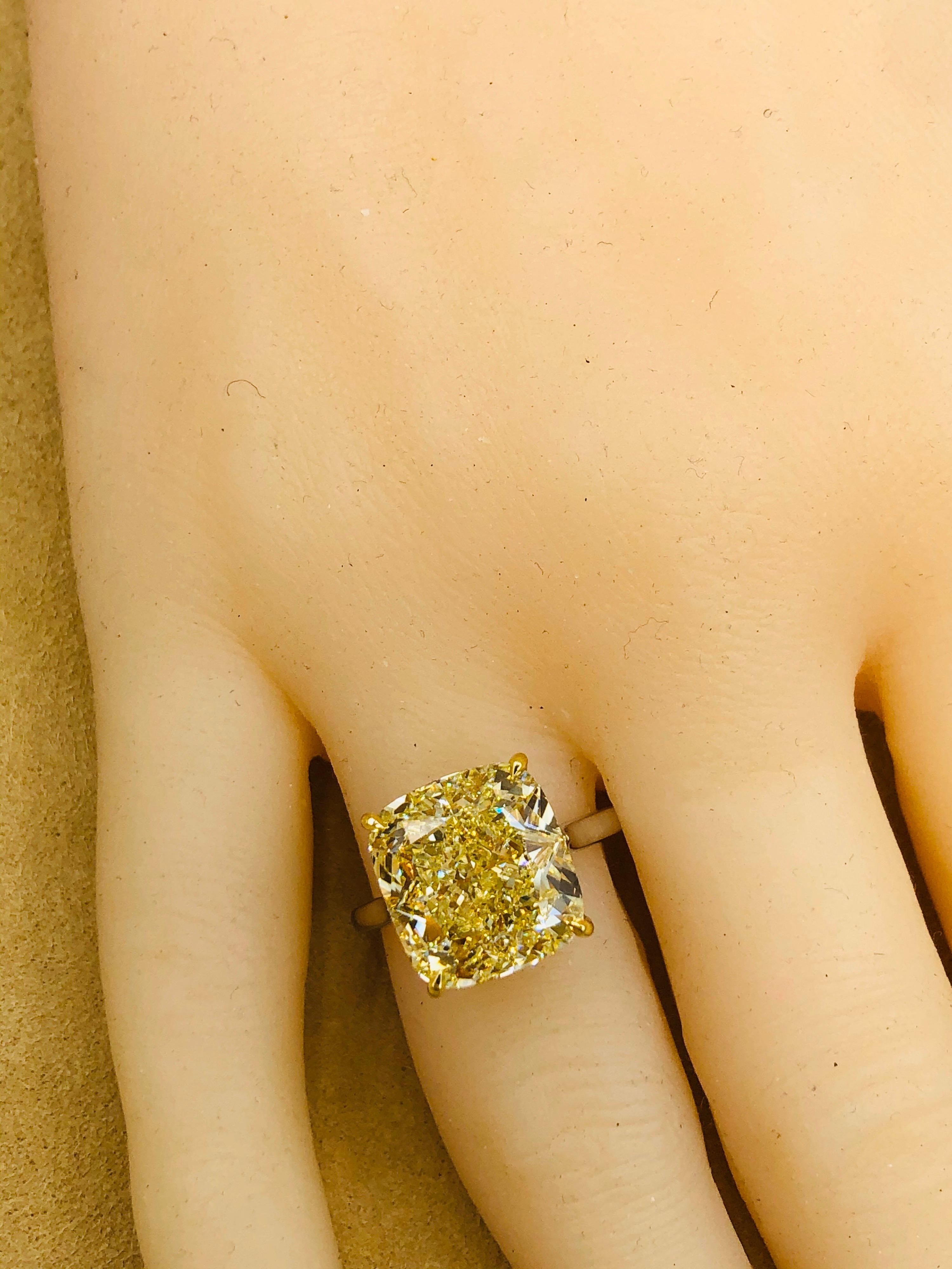 Women's or Men's Emilio Jewelry GIA Certified 12 Carat Fancy Yellow Diamond Ring For Sale