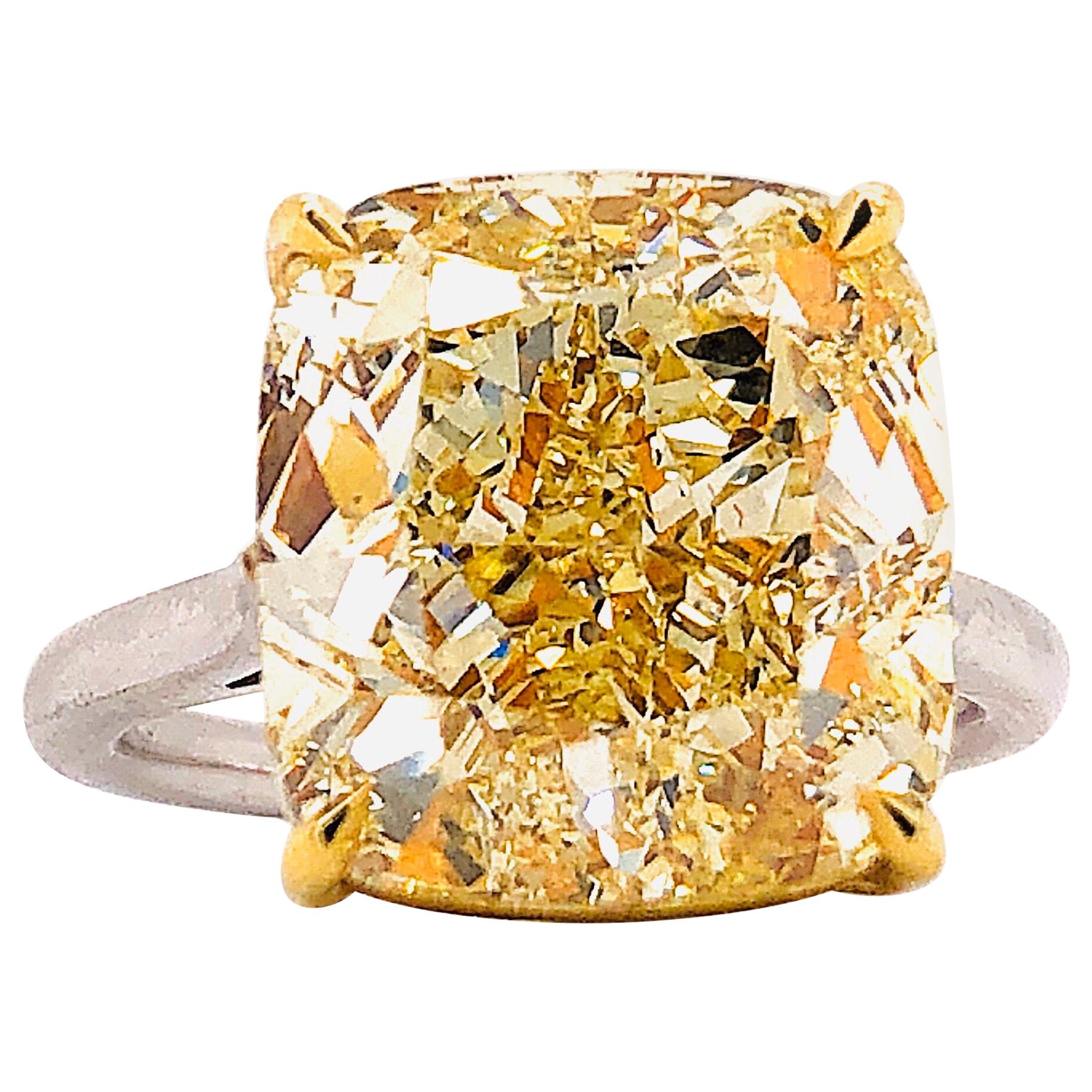 Emilio Jewelry GIA Certified 12 Carat Fancy Yellow Diamond Ring For Sale