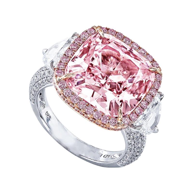 Emilio Jewelry, bague en diamant rose clair pur certifié GIA de 12,00 carats en vente