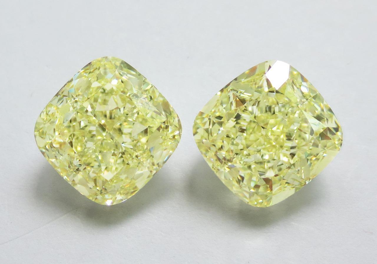 Emilio Jewelry GIA Certified 12.00 Carat Pair Fancy Light Yellow Diamonds In New Condition In New York, NY