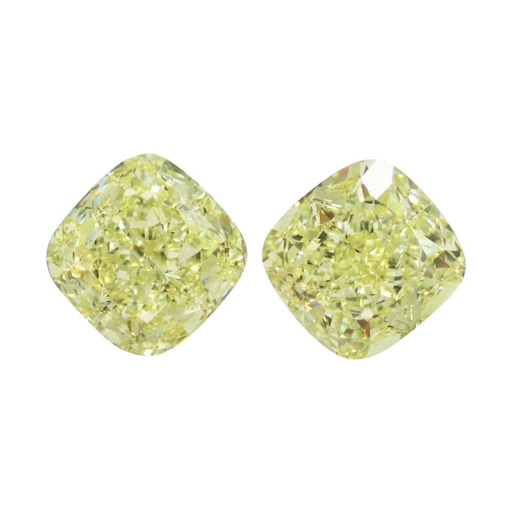 Emilio Jewelry GIA Certified 12.00 Carat Pair Fancy Light Yellow Diamonds
