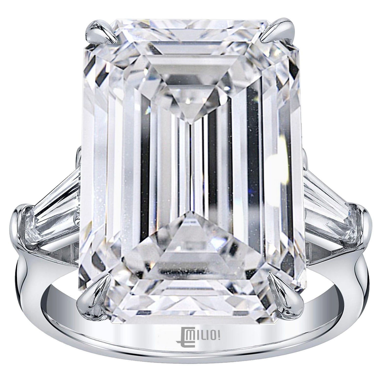 Emilio Jewelry Bague en diamant certifié GIA 14.00 Carat D Flawless Type 2 A en vente