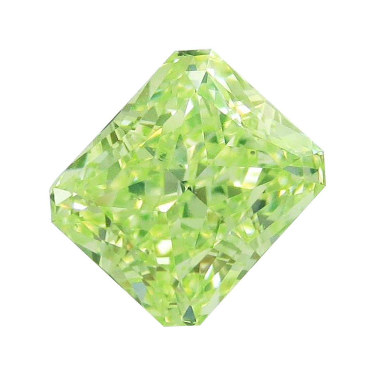Emilio Jewelry GIA Certified 1.50 Carat Fancy Intense Pure Green Diamond For Sale