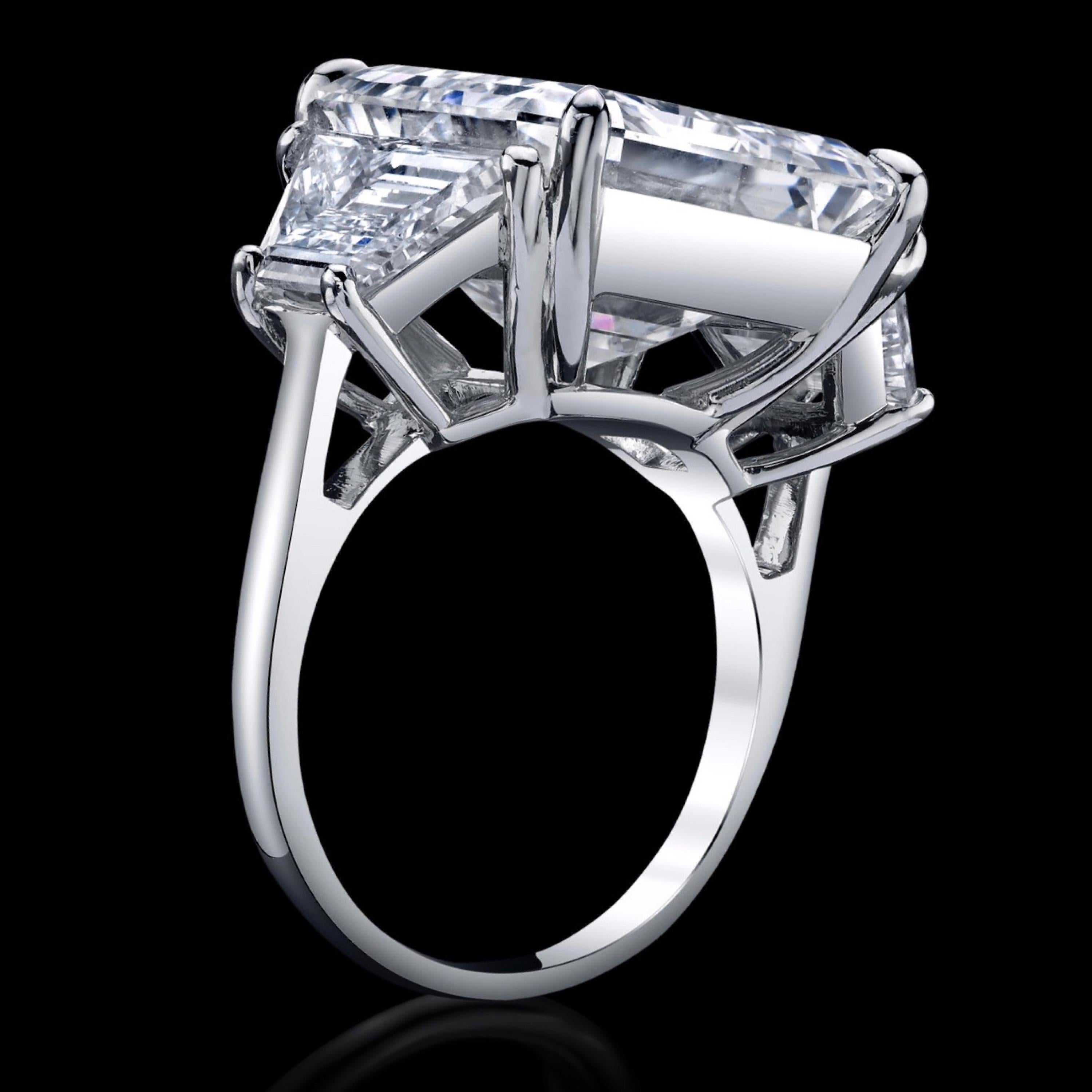 Women's or Men's Emilio Jewelry GIA Certified 15.00 Carat Asscher Cut Diamond Ring