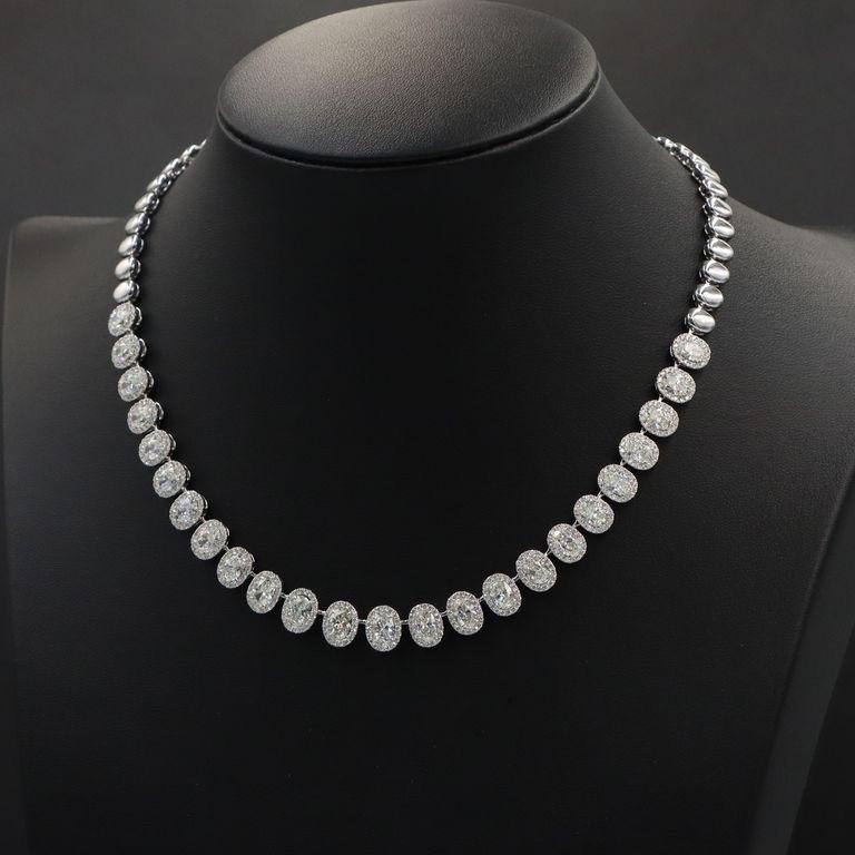 Oval Cut Emilio Jewelry GIA Certified 15.15 Carat Oval Diamond Necklace  For Sale