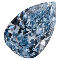 Emilio Jewelry Gia Certified 1.60 Carat Vivid Blue Pear Shape Golconda Diamond