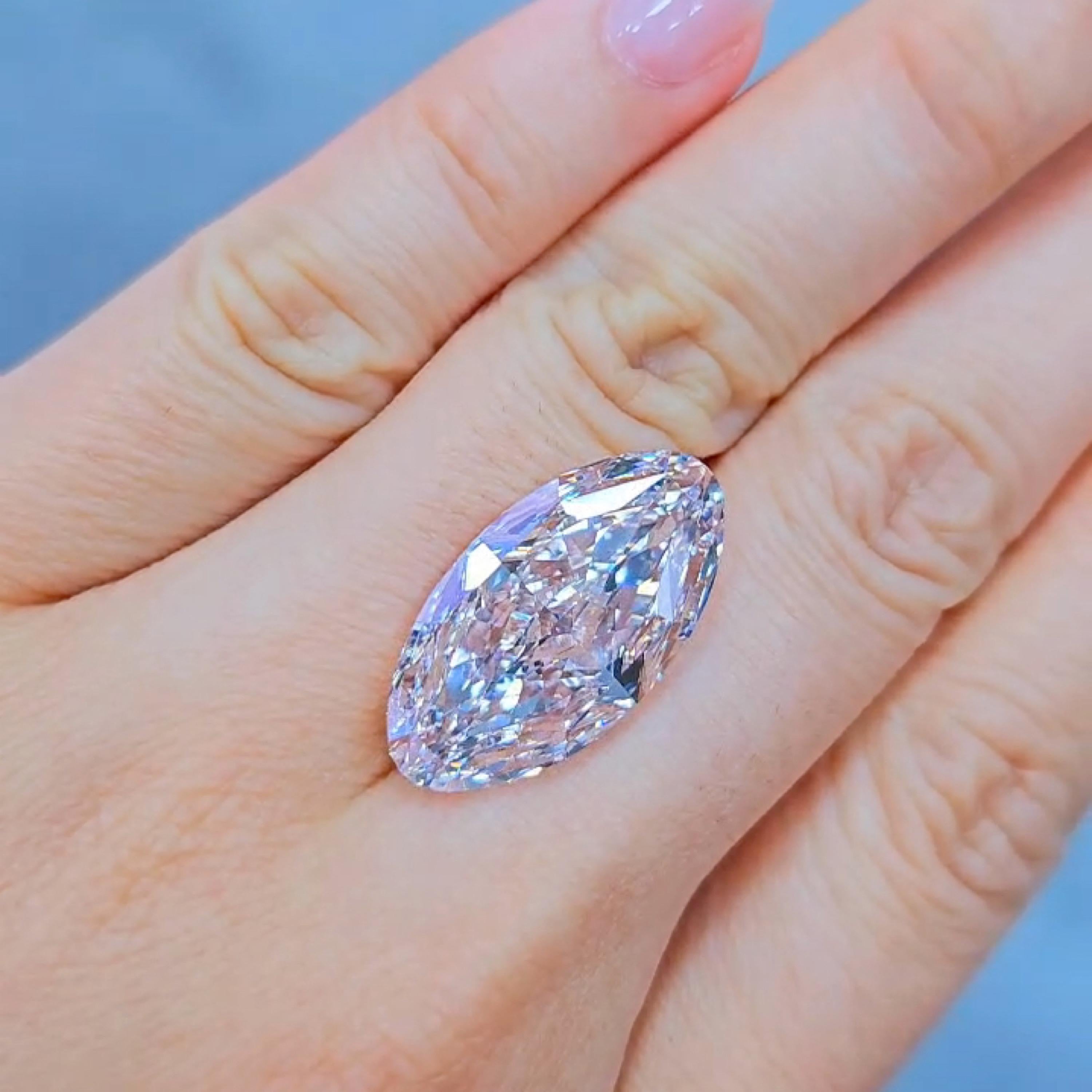 Marquise Cut Emilio Jewelry Gia Certified 16.00 Carat Light Brown Pink Marquise Diamond