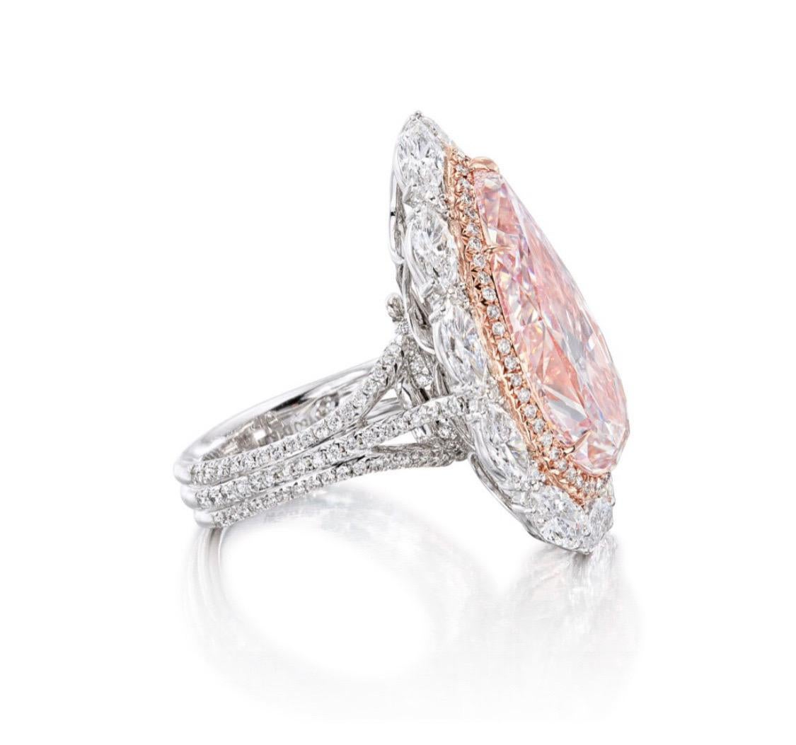 From The Museum Vault at Emilio Jewelry Located on New York's iconic Fifth Avenue,
Showcasing a very special and rare Gia certified natural very light pink pear shape diamond weighing just over 16 carats! 
We specialize in creating special mountings