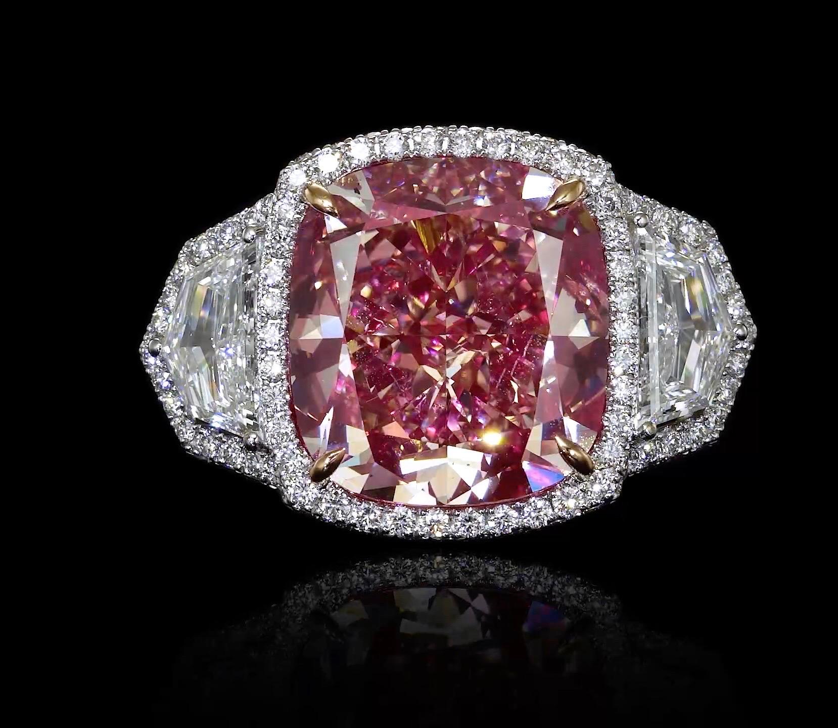 Another hand made masterpiece from the Museum Vault At Emilio Jewelry, located on New York's iconic Fifth Avenue.
With our special expertise in natural fancy colored diamonds, we managed to give this diamond a visual fancy vivid pink! 
Please